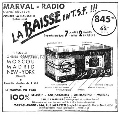 Marval VII 7-1938; Marval-Radio; Paris (ID = 2518189) Radio