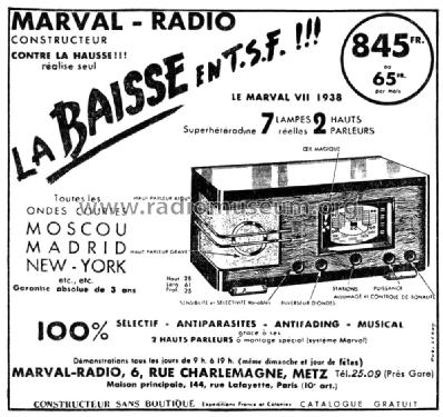 Marval VII 7-1938; Marval-Radio; Paris (ID = 2518190) Radio