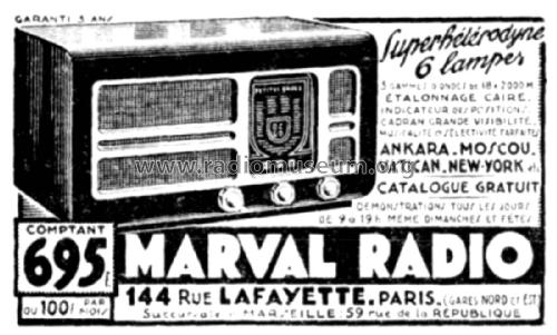Poste à 6 lampes ; Marval-Radio; Paris (ID = 2518234) Radio