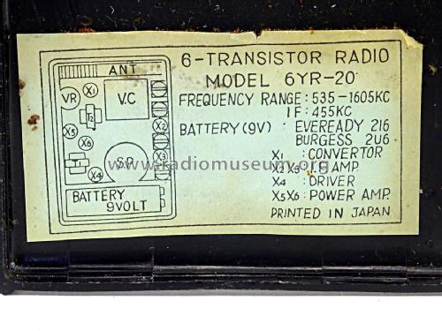 Transistor 6 6YR-20; Marvel brand name, (ID = 2260400) Radio
