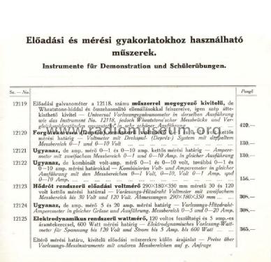 Demonstrációs Depréz Voltmérő 12120; Marx és Mérei (ID = 2046701) Equipment