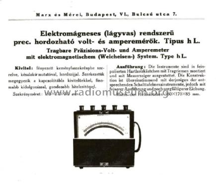 Elektromágneses Hordozható Ampermérő. hL. 11901; Marx és Mérei (ID = 2050515) Equipment