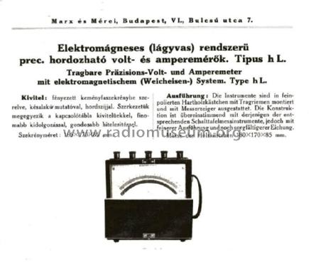 Elektromágneses Hordozható Ampermérő. hL. 11900; Marx és Mérei (ID = 2050601) Equipment