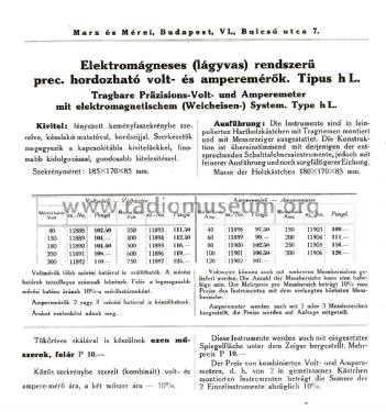 Elektromágneses Hordozható Voltmérő hL. 11890; Marx és Mérei (ID = 2048323) Equipment