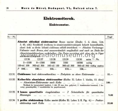 Elektrometer 12126; Marx és Mérei (ID = 2047740) Equipment