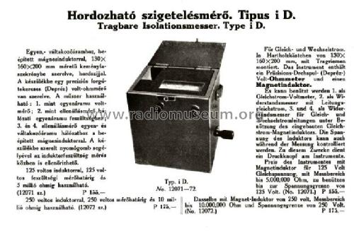 Hordozható Szigetelésmérő i D. 12071; Marx és Mérei (ID = 2044469) Equipment