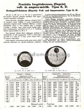 Preciziós Depréz Ampermérő K.D.; Marx és Mérei (ID = 2037377) Equipment