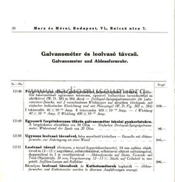 Tükrös galvanometer 12148; Marx és Mérei (ID = 2047746) Equipment