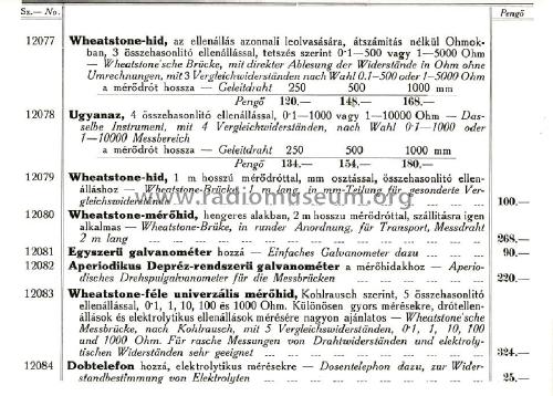 Wheatstone-híd-Bridge 12080; Marx és Mérei (ID = 2044754) Equipment