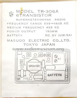 Golden Bell All Transistor TR-306A Ch= TR-3V6B; Masudo Electric Co. (ID = 2917763) Radio