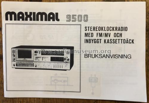 AM/FM Stereo Clock Radio / Stereo Cassette Recorder 9500; Maximal Marke? / (ID = 2701798) Radio