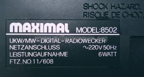 UKW/MW-Digital-Radiowecker 8502 / FTZ. No. 11/608; Maximal Marke? / (ID = 3086951) Radio