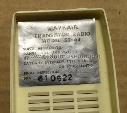 ST-6J; Mayfair Electronics (ID = 2893897) Radio