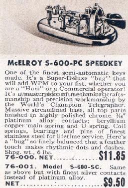 S-600-SC Speedkey ; McElroy, T.R.; (ID = 662970) Morse+TTY