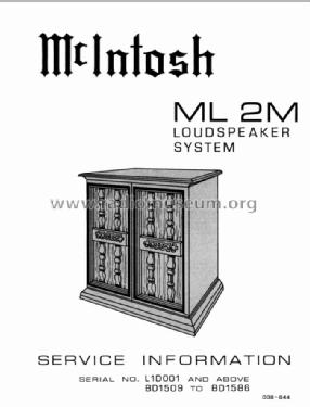 Loudspeaker System ML 2M; McIntosh Audio (ID = 2808393) Speaker-P