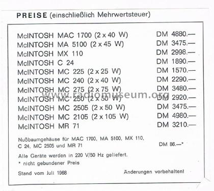 MC-250 ; McIntosh Audio (ID = 2808370) Verst/Mix