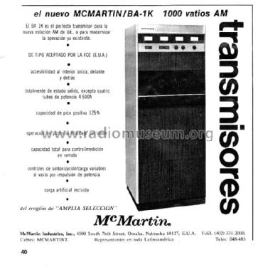 BA-1K 1000 vatios AM ; McMartin Industries (ID = 2679605) Commercial Tr