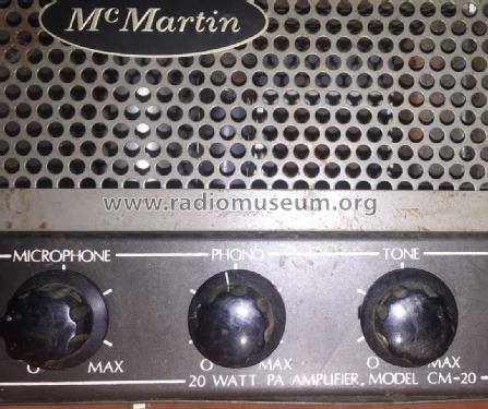 PA Amplifier CM-20; McMartin Industries (ID = 2003224) Ampl/Mixer