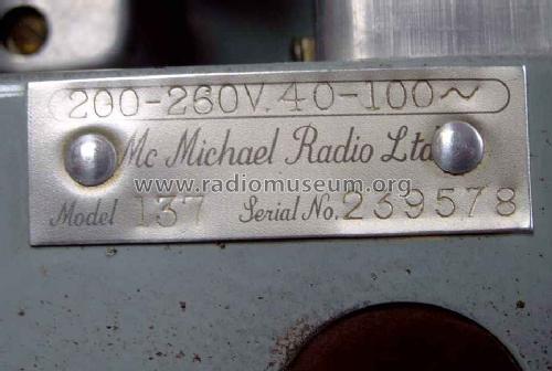 137; McMichael Radio Ltd. (ID = 1610574) Radio
