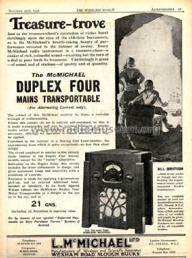 Duplex Mains Four Transportable ; McMichael Radio Ltd. (ID = 1304504) Radio