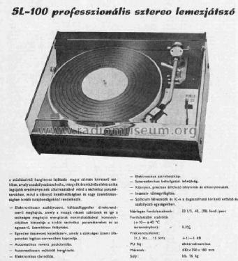 Studio Record Player SL-100; Mechanikai (ID = 588661) Reg-Riprod