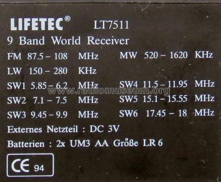 Lifetec 9 Band World Receiver LT7511; Medion; Essen (ID = 2464925) Radio