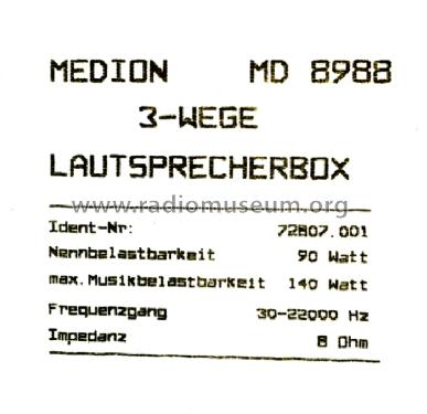 3-Wege Lautsprecherbox MD 8988; Medion; Essen (ID = 1638842) Speaker-P