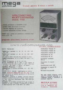 Voltmetro Elettronico 115; Mega Radio Mega (ID = 883335) Equipment