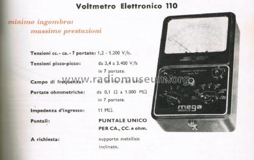 Voltmetro Elettronico 110; Mega Radio Mega (ID = 2521538) Equipment