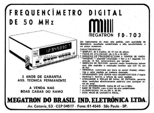 Frequencímetro FD703; Megatron do Brasil (ID = 1893292) Equipment