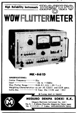 Wowfluttermeter MK-661D; Meguro Electronics (ID = 2770676) Ausrüstung