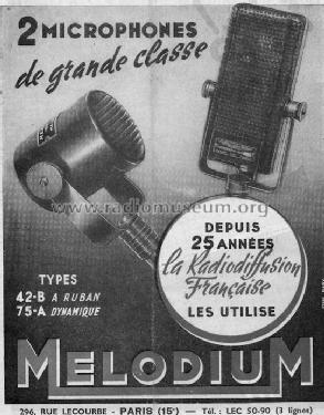 Microphone 42-B; Melodium; Paris (ID = 282738) Microfono/PU