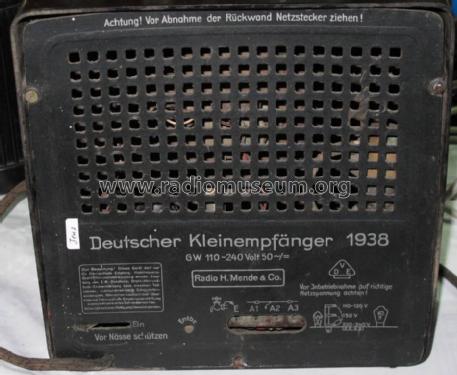 Deutscher Kleinempfänger 1938 DKE38; Mende - Radio H. (ID = 1453995) Radio
