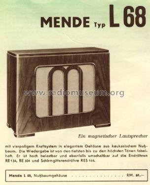 Lautsprecher L68; Mende - Radio H. (ID = 1390146) Speaker-P