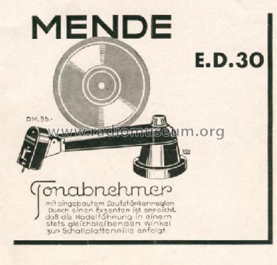 Tonabnehmer ED30; Mende - Radio H. (ID = 776568) Microfono/PU