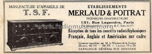 Poste à 6 lampes ; Merlaud & Poitrat; (ID = 758022) Radio