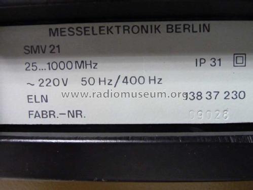 Selektives Mikrovoltmeter und Funkstörmessgerät SMV 21; Messelektronik (ID = 1389854) Equipment