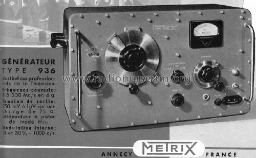 Generateur VHF 936; Metrix, Compagnie (ID = 392316) Equipment