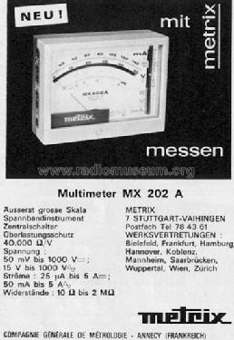 MX202A; Metrix, Compagnie (ID = 294820) Equipment