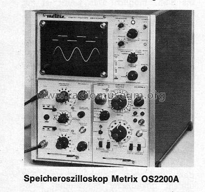 Storage Oscilloscope OS-2200A; Metrix, Compagnie (ID = 890939) Equipment