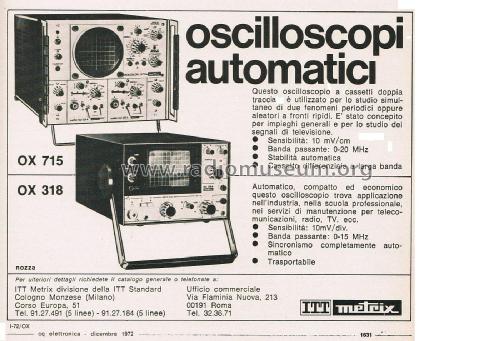 Oscilloscope Automatique OX 318; Metrix, Compagnie (ID = 2808472) Equipment