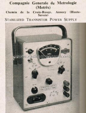 Alimentation Stabilisée - Stabilized Transistor Power Supply 75; Metrix, Compagnie (ID = 2666693) Strom-V