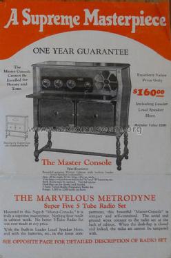 Metrodyne Super Five Master Console; Metro Electric Co.; (ID = 1161817) Radio