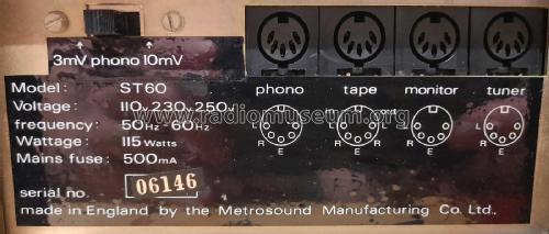 Stereo Integrated Amplifier ST60; Metrosound (ID = 2625912) Ampl/Mixer