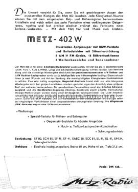 402W Ausg. 1; Metz Transformatoren (ID = 1847098) Radio