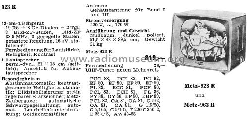 923R; Metz Transformatoren (ID = 1024377) Television