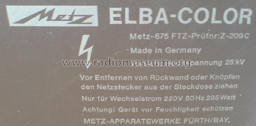 Elba-Color - Funkberater Exklusiv 675; Metz Transformatoren (ID = 1710325) Television