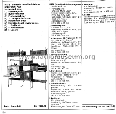 Fernseh-Tonmöbel-Anbauprogramm 9000 Anbauwand Tonmöbelwand - die klingende Wand; Metz Transformatoren (ID = 2759289) TV Radio