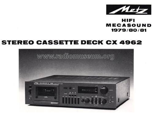 Mecasound Stereo Cassette Deck CX4962; Metz Transformatoren (ID = 1978978) Reg-Riprod
