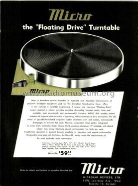 Micro 3-A 'Floating Drive' Turntable ; Microlab Devices, (ID = 2709665) R-Player